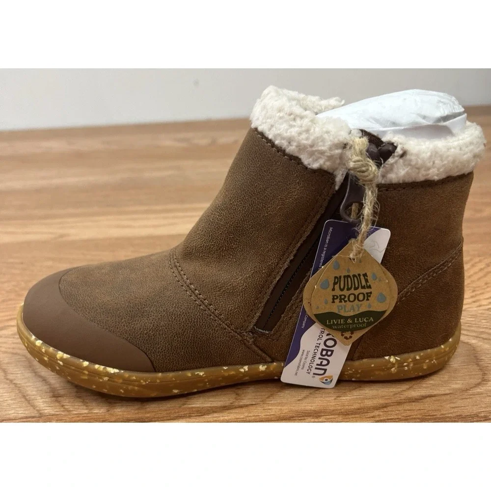 Livie & Luca Rook Ankle Boots Waterproof Brown Unisex Toddler Size 13 NEW